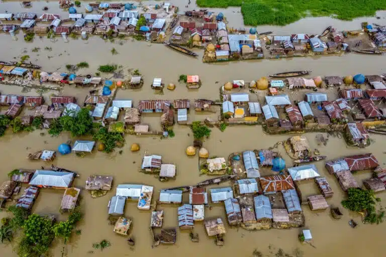 Flood affected village in Northern Bangladesh.