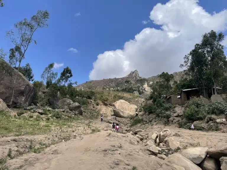 Flash flood debris pathway following Cyclone Freddy.