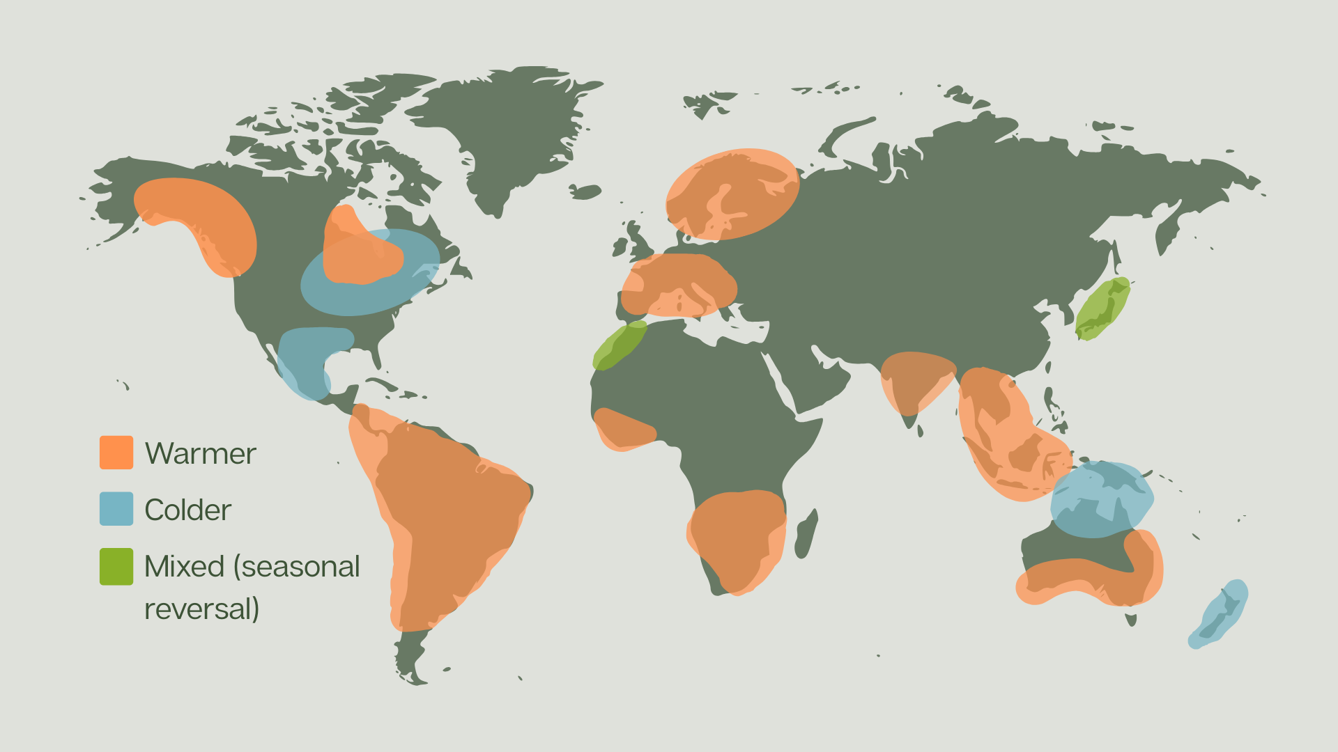 Figure 4: Global map showing El Niño temperature impact. Each El Niño event is different and changes to precipitation vary between seasons. Sourced from BBC 2026.